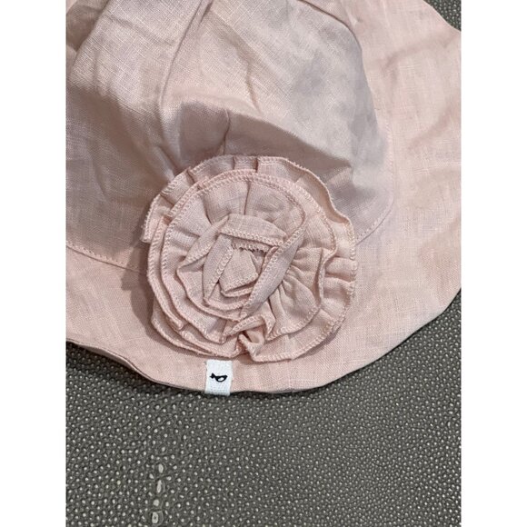 Oh Baby Linen Pink Sun Hat With Removable Flower M - Picture 2 of 4